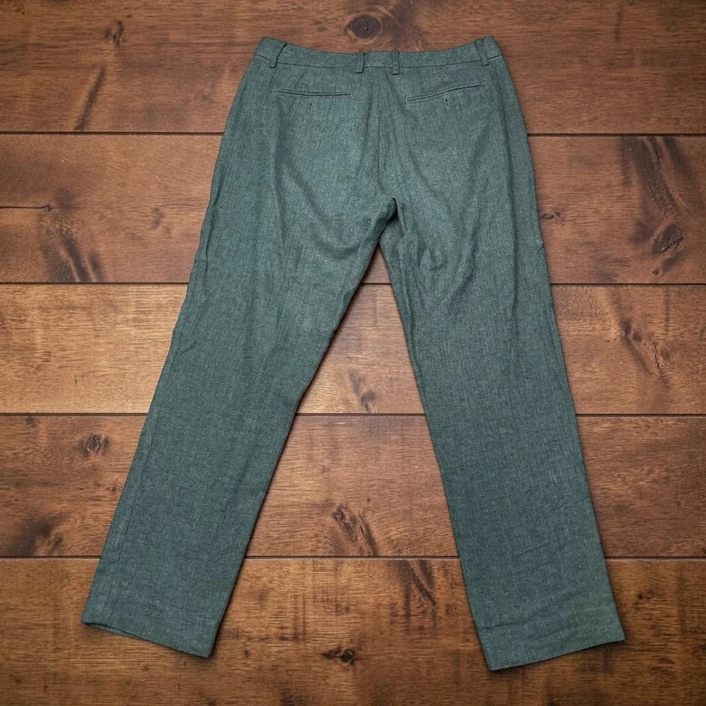 Banana Republic Tailored Fit Herringbone Pants Green Linen Cotton 32x28 Mens